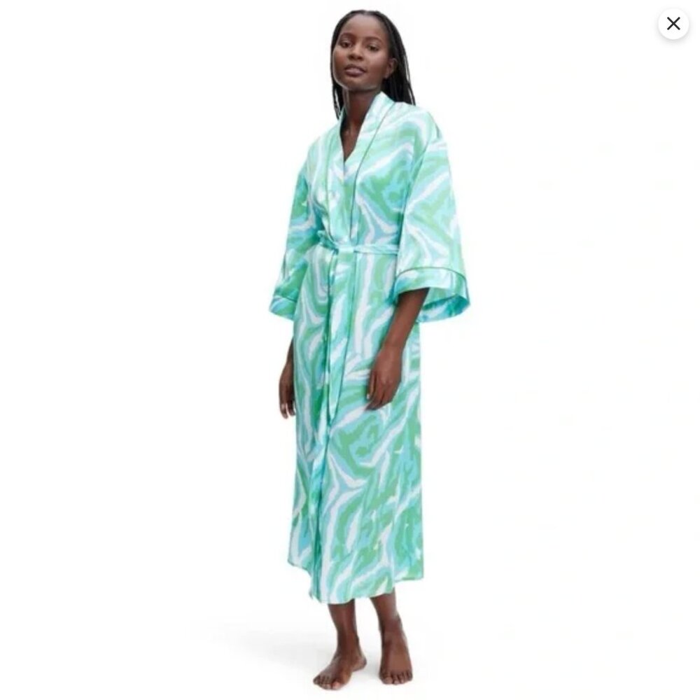 DVF Target Diane Von Furstenberg Satin Zebra Print Robe, Size XXS